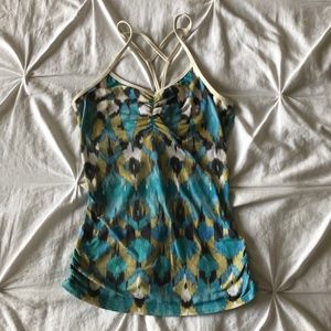 Prana Leyla Tank XS Ikat Turquoise Gold Yoga